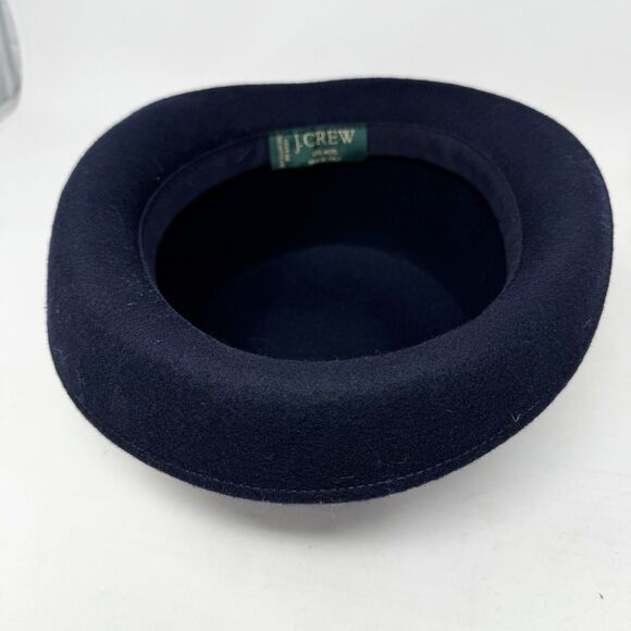 Vintage J. Crew Wool Hat Women’s Fedora Navy Blue One Size Minimalist 90s Y2K - Picture 4 of 6